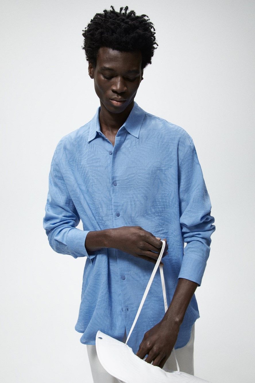 ZARA PALM TREE JACQUARD SHIRT