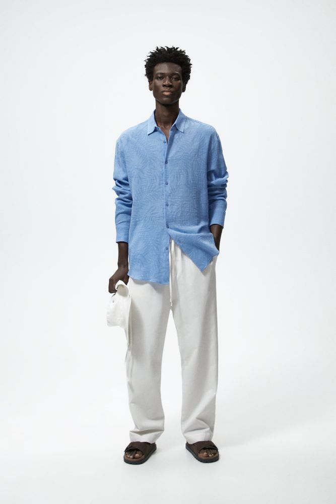 ZARA PALM TREE JACQUARD SHIRT
