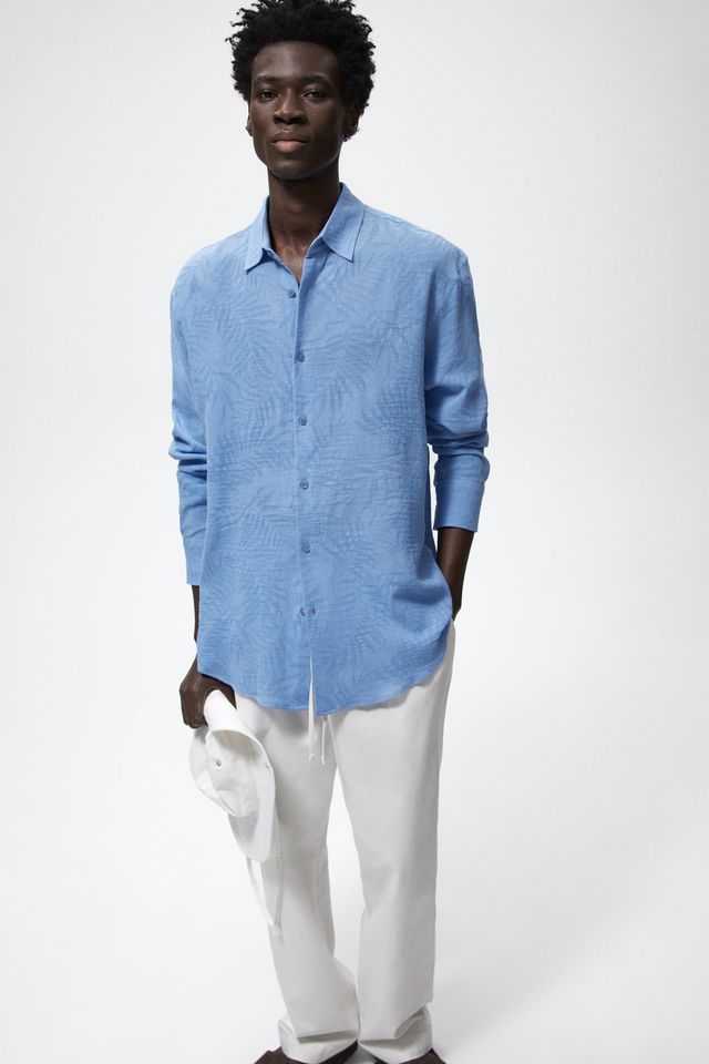 ZARA PALM TREE JACQUARD SHIRT