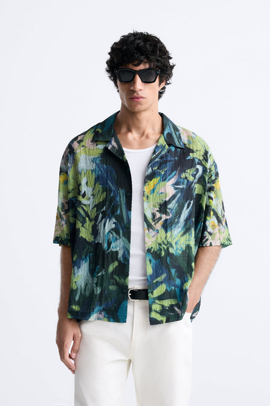 ZARA ABSTRACT PRINT TEXTURED SHIRT | ZARA MEN