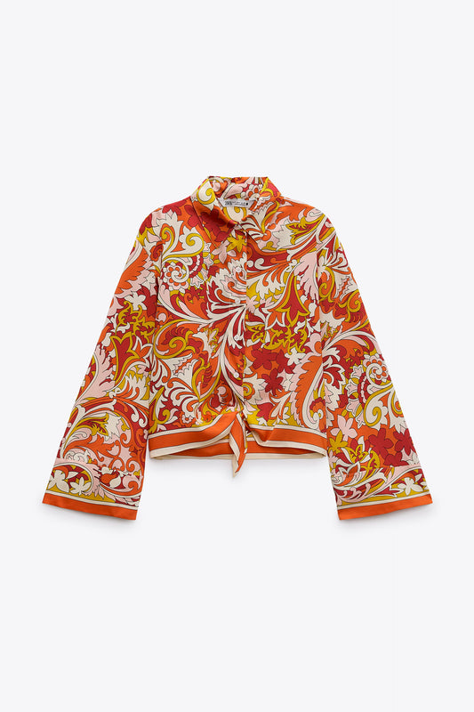 ZARA KNOTTED PRINTED SHIRT