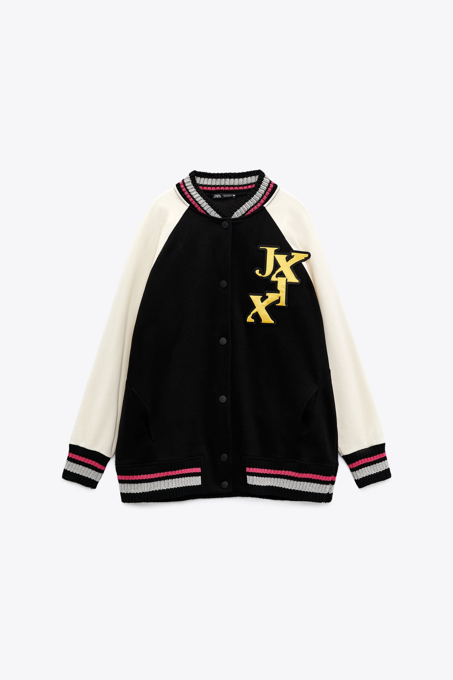 ZARA RIB TRIM VARSITY BOMBER JACKET