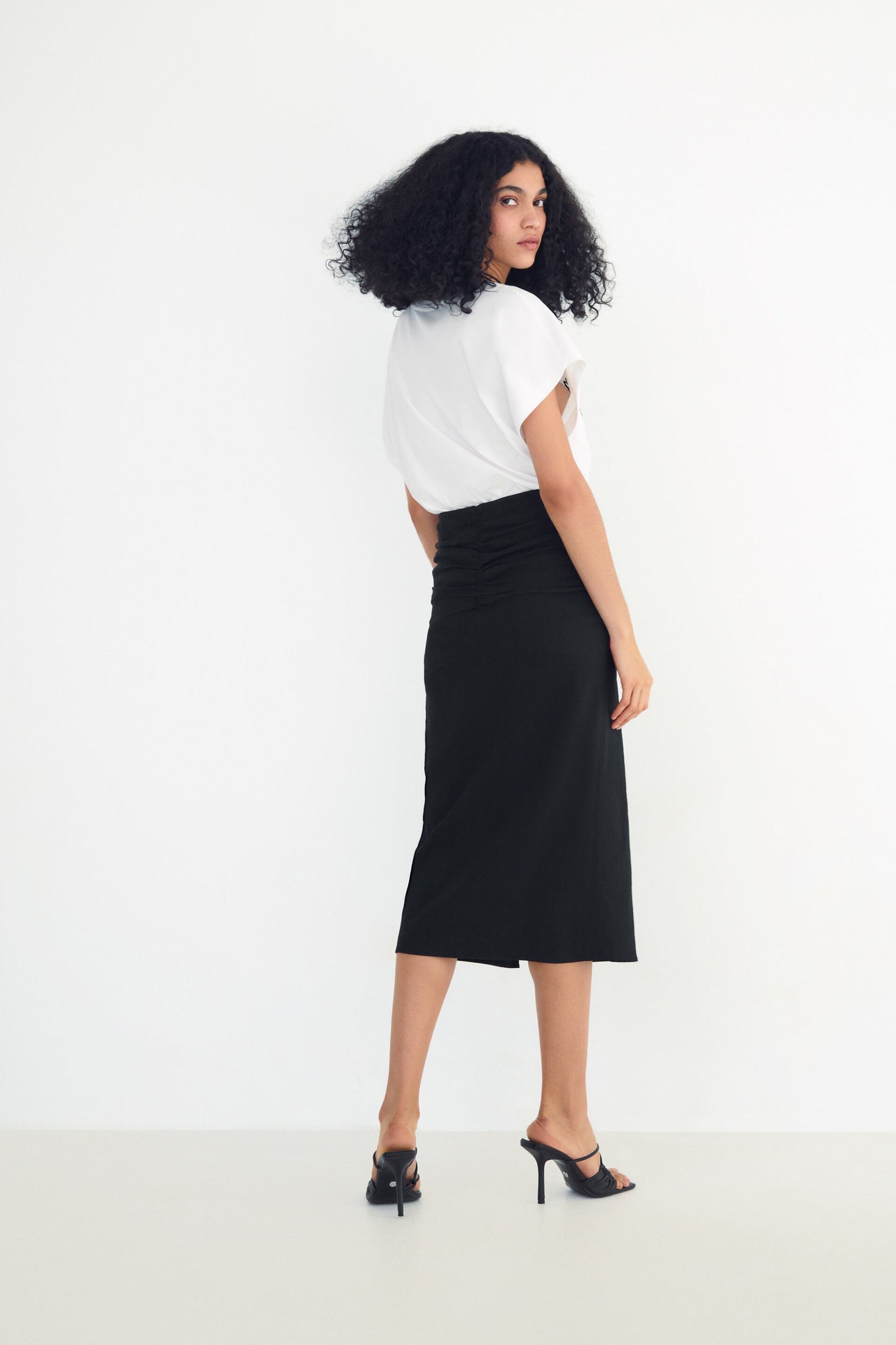 ZARA DRAPED MIDI SKIRT