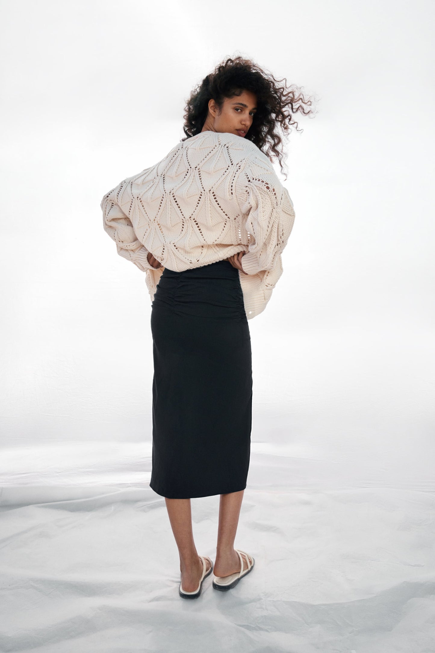 ZARA DRAPED MIDI SKIRT