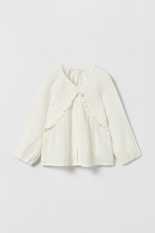 ZARA EMBROIDERED MUSLIN BLOUSE | ZARA GIRL