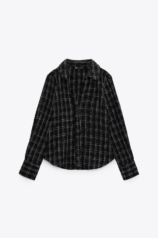 ZARA FITTED TEXTURED CHECK SHIRT