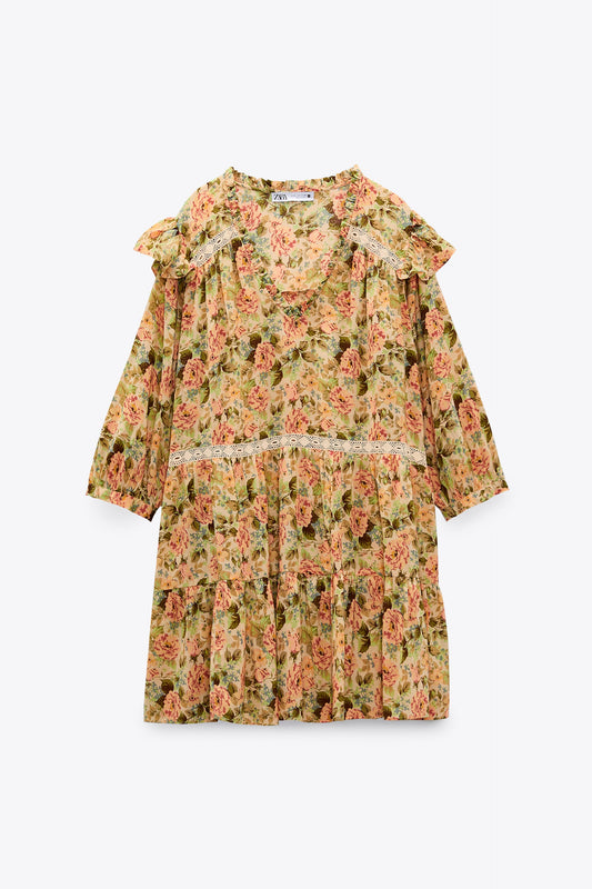 ZARA FLORAL PRINT MINI DRESS