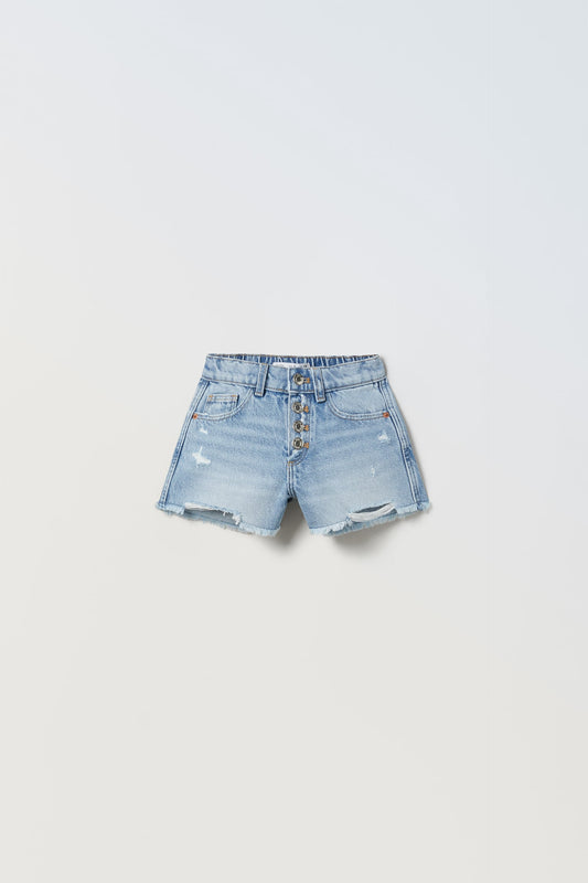 ZARA FRAYED DENIM BERMUDA SHORTS | ZARA KIDS