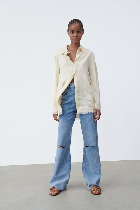 ZARA FRAYED JACQUARD SHIRT | ZARA SHIRT