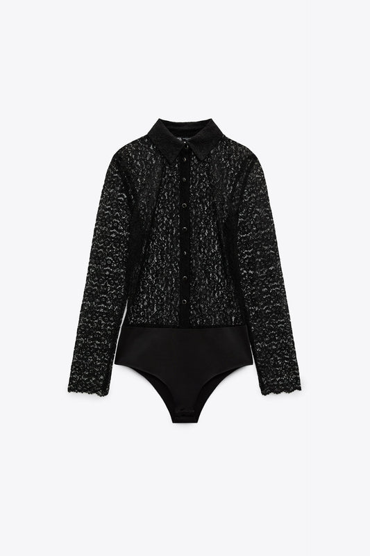 ZARA BLACK LACE BODYSUIT