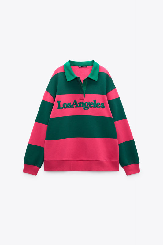 ZARA "LOS ANGELES" POLO SWEATSHIRT