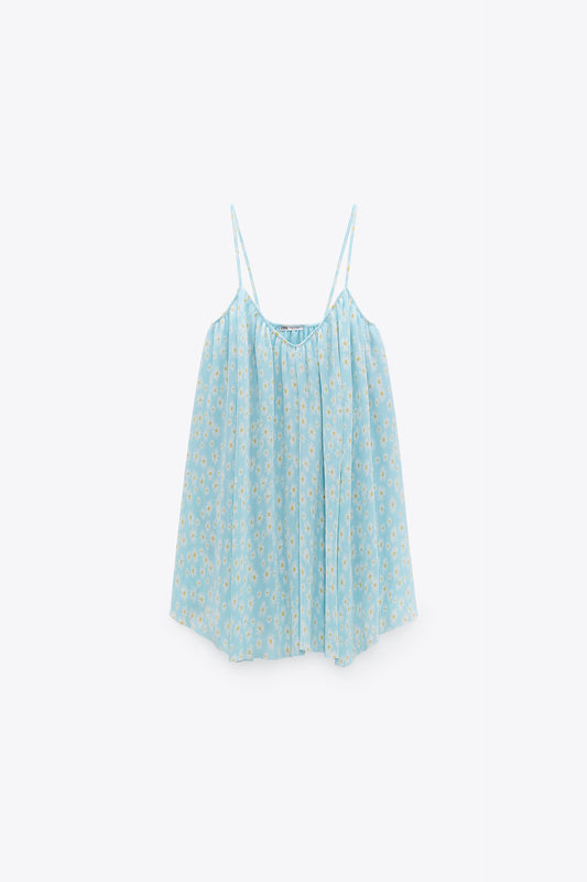 ZARA PLEATED PRINTED DRESS |ZARA DAISY PRINT DRESS