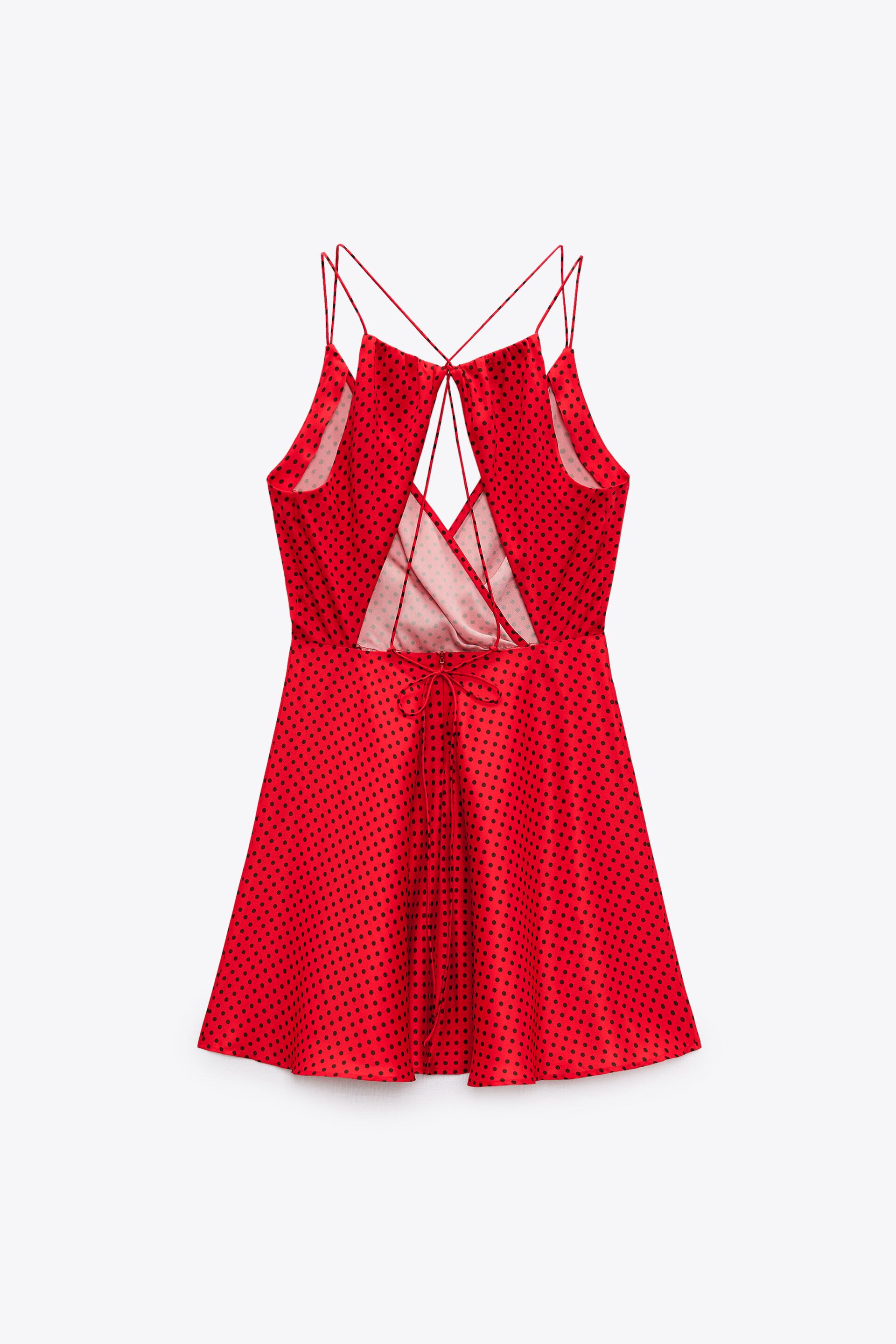 Zara red spotty discount dress