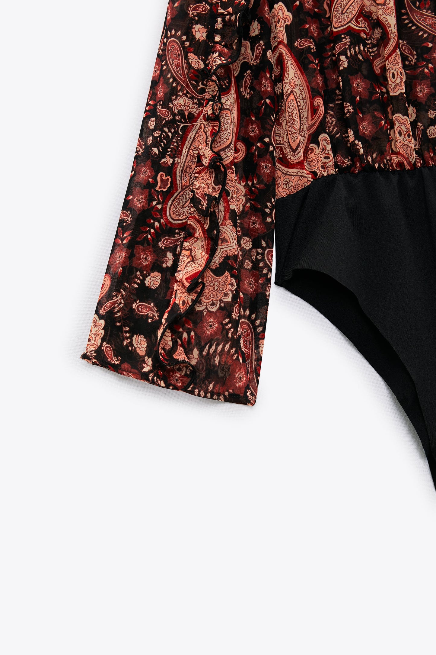 ZARA PRINTED RUFFLED BODYSUIT