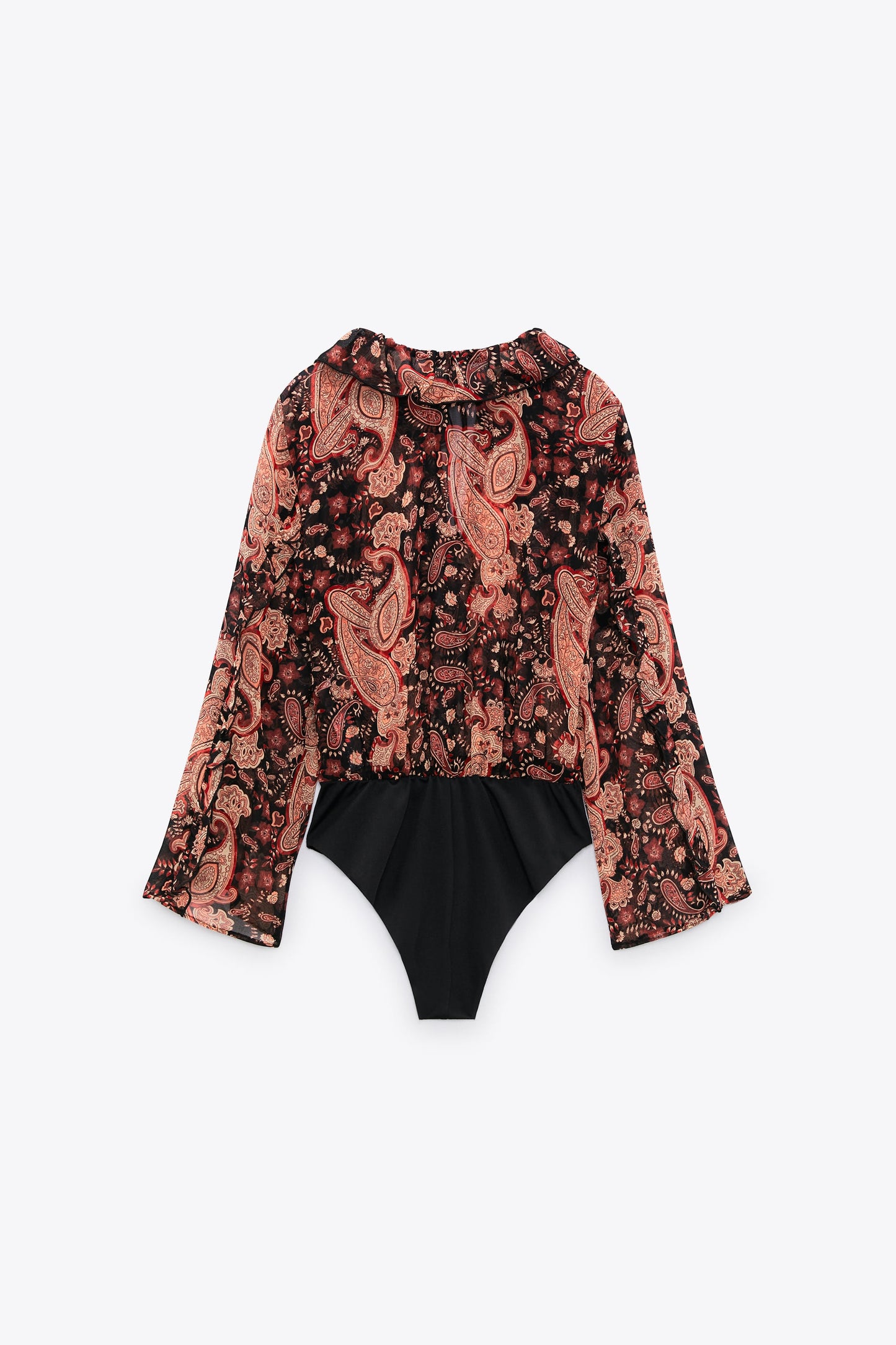 ZARA PRINTED RUFFLED BODYSUIT