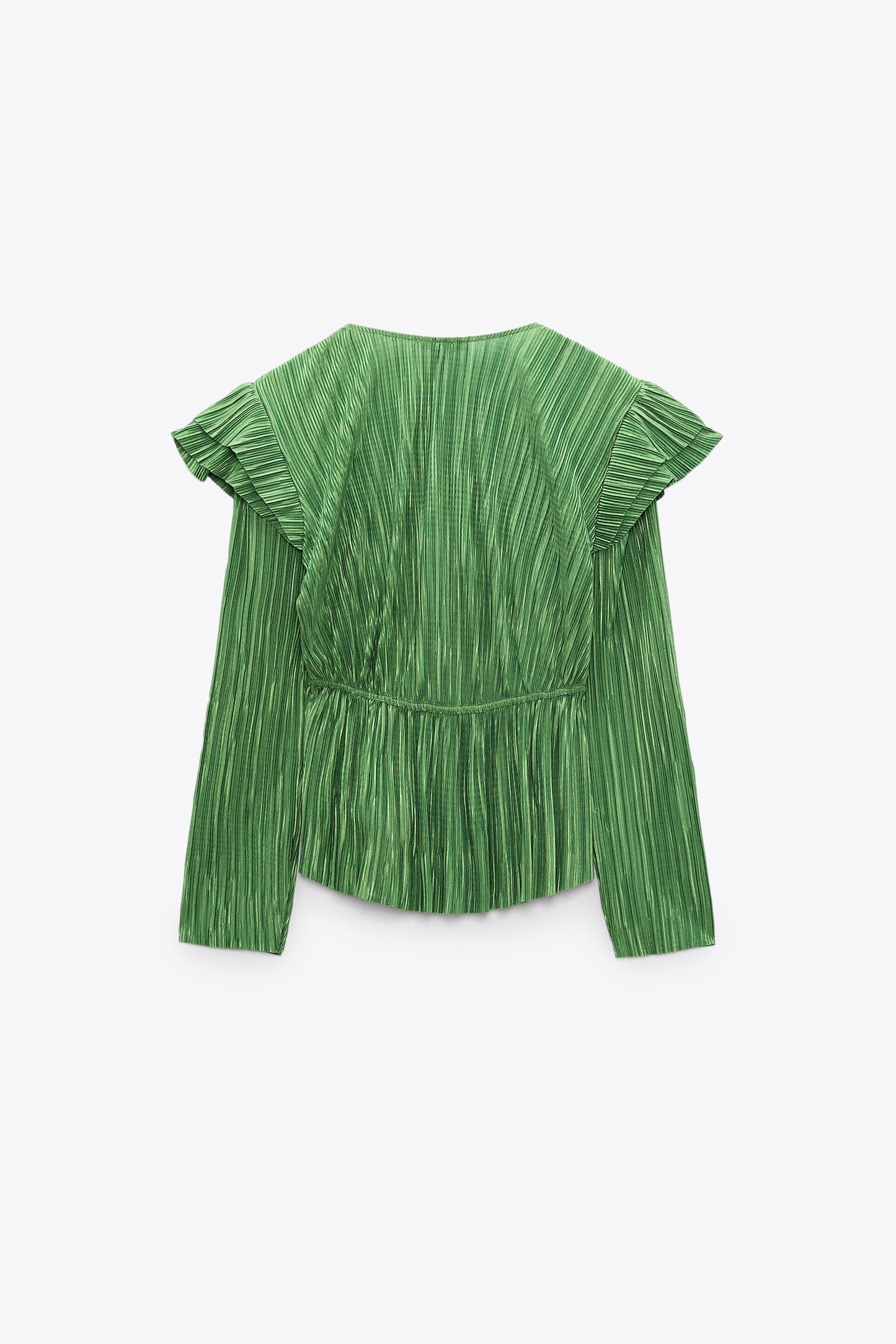 ZARA RUFFLED PLEATED BLOUSE | EMERALD GREEN