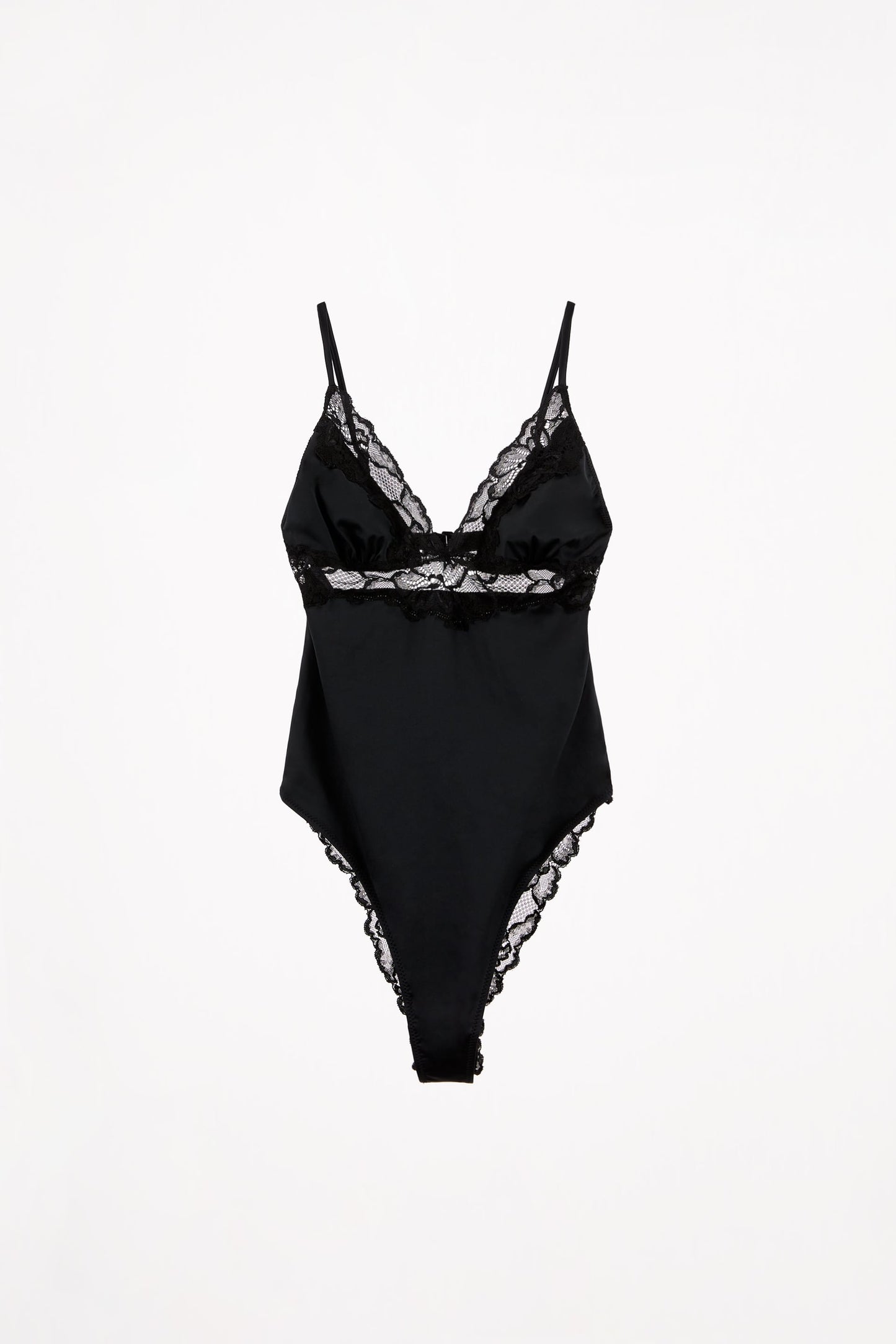 ZARA SATIN EFFECT LACE BODYSUIT