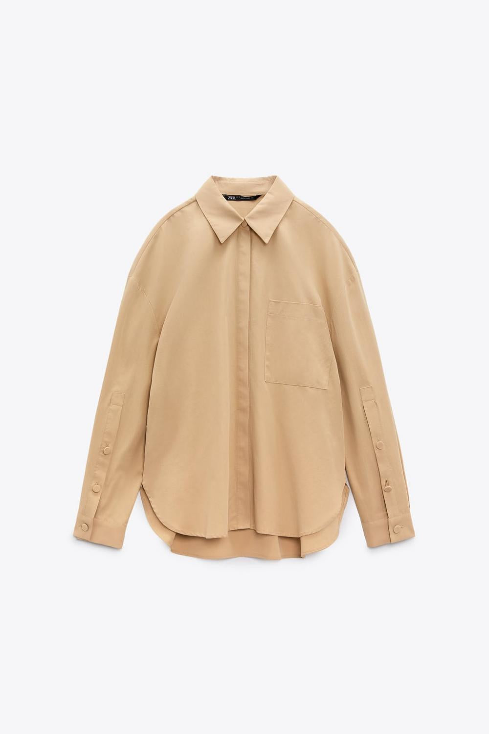 ZARA BUTTONED SLEEVE POPLIN SHIRT