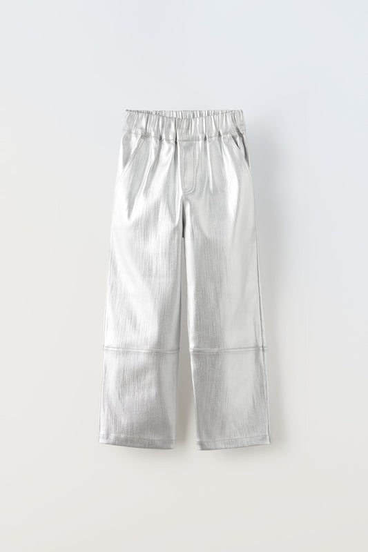 ZARA SILVER FOIL PANTS | ZARA GIRL