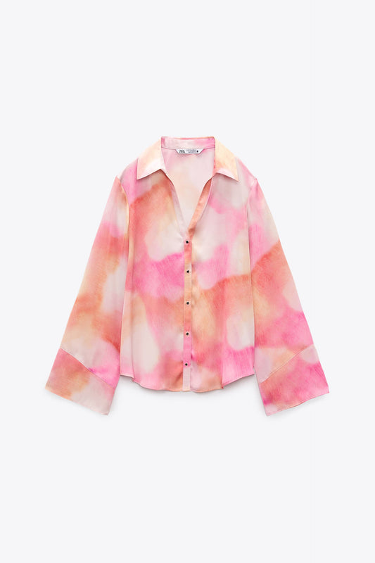 ZARA TIE-DYE PRINT BLOUSE