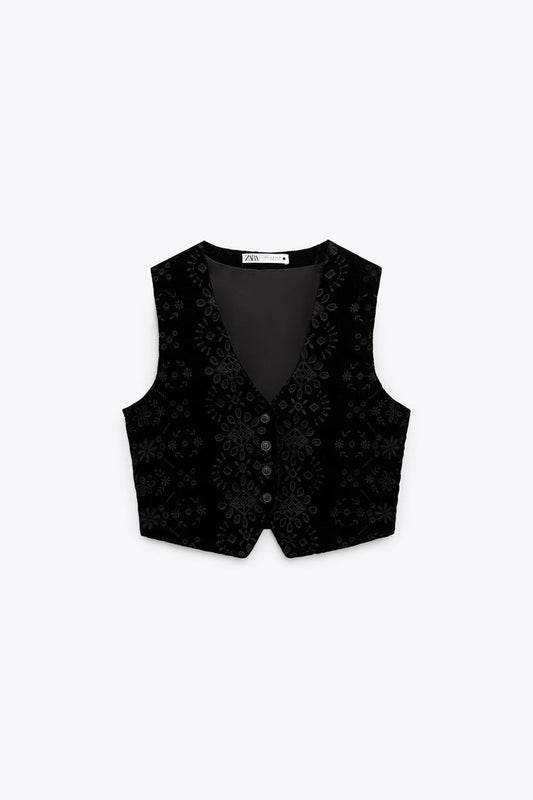 ZARA EMBROIDERED VELVET WAISTCOAT | ZARA VEST