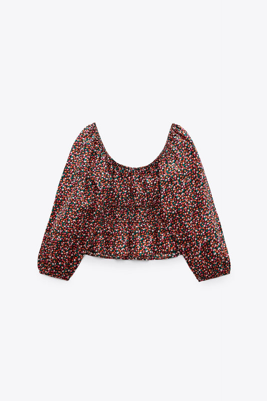 ZARA PRINTED POPLIN BLOUSE