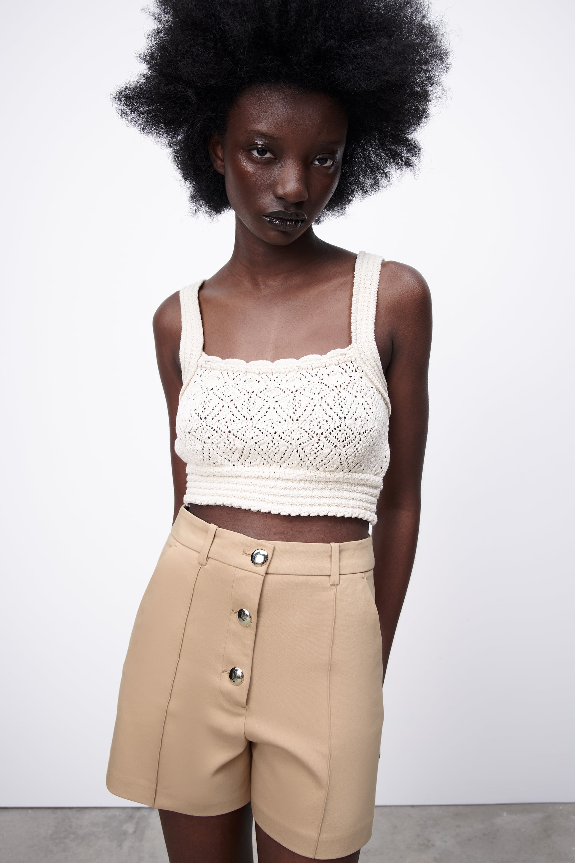 ZARA HIGH WAISTED BERMUDA SHORTS