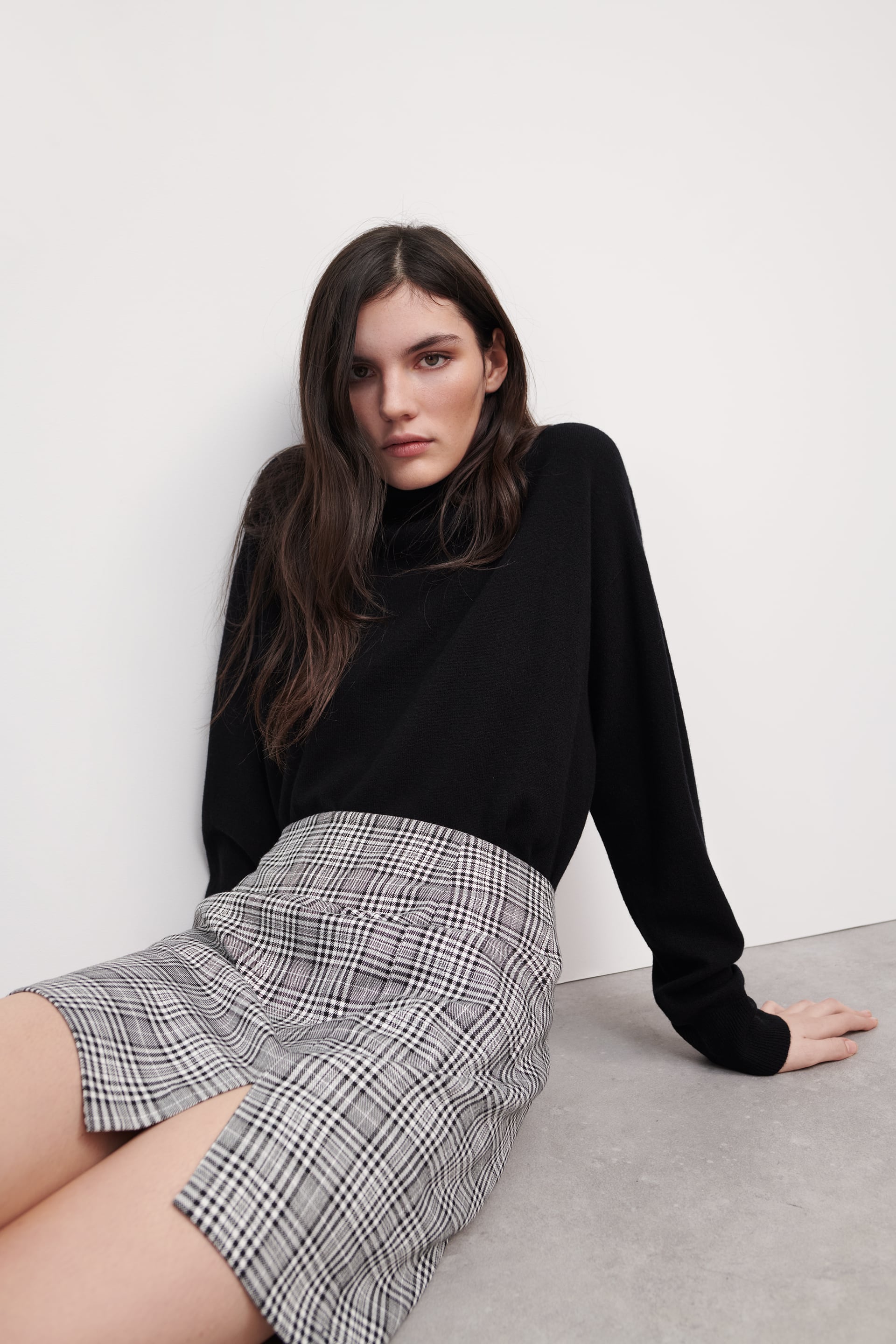 Grey plaid 2024 skirt zara