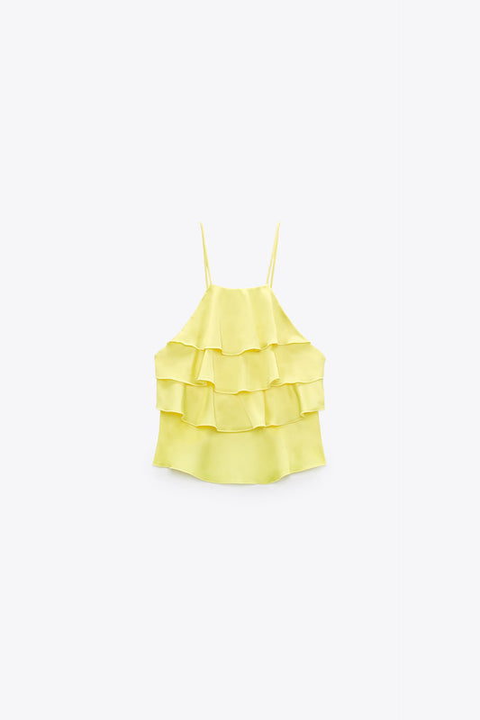 ZARA RUFFLED HIGH NECK TOP