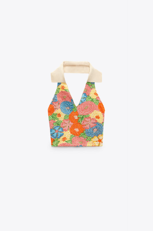 ZARA PRINTED HALTER TOP