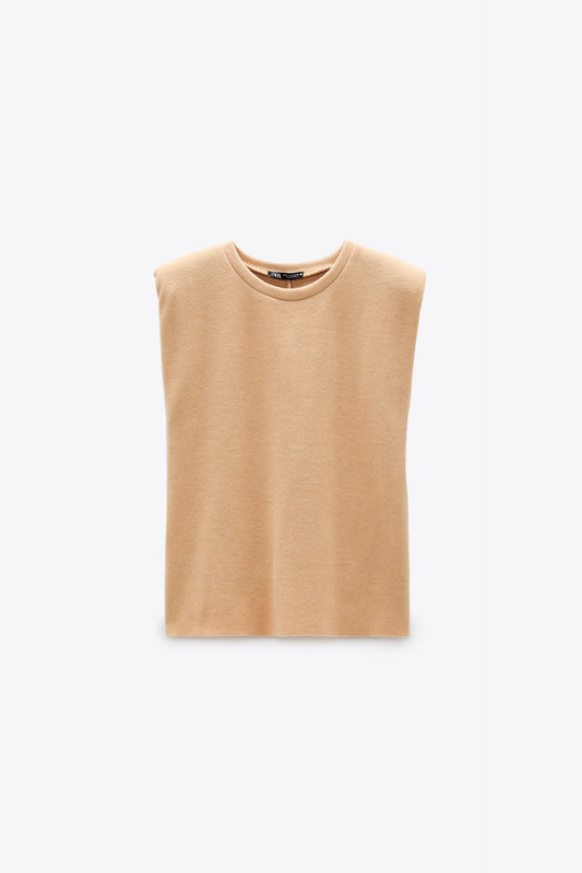 ZARA PADDED SHOULDER TOP