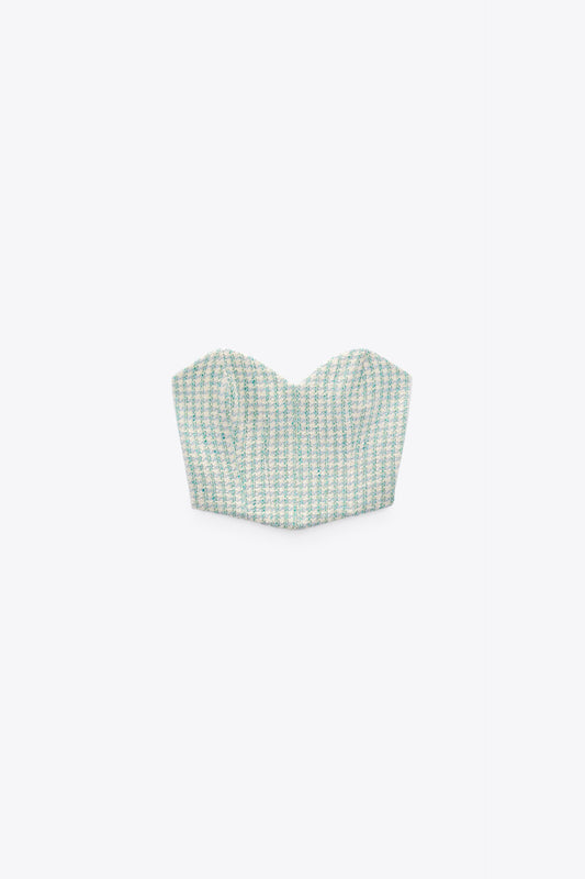 ZARA CHECKERED CORSET CROP TOP