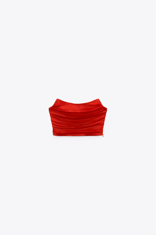 ZARA SATIN EFFECT CROP TOP