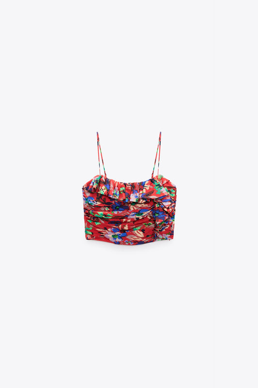 ZARA FLORAL PRINT CROP TOP