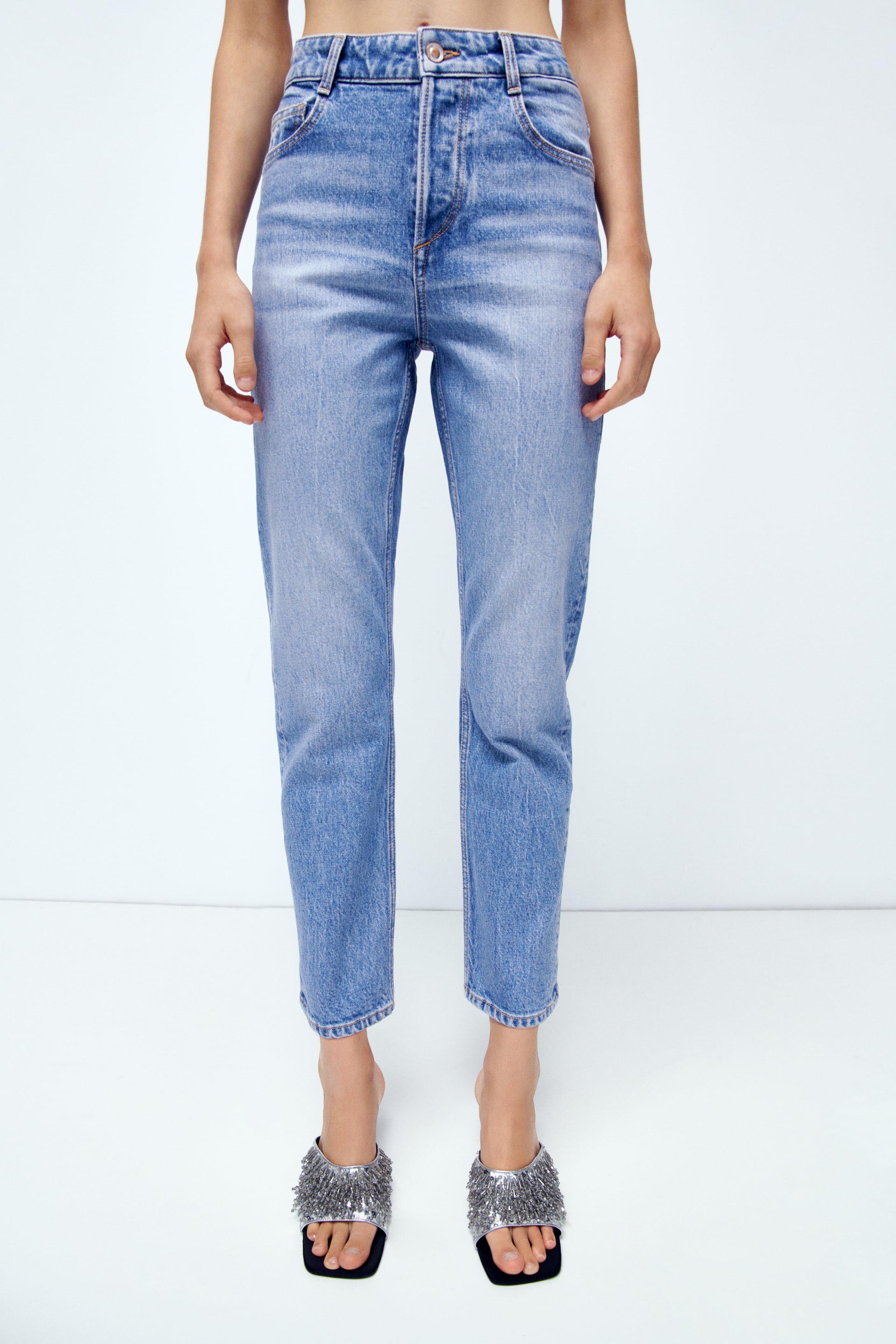 ZARA RIPPED MOM FIT JEANS HI-RISE ANKLE LENGHT – Amarella