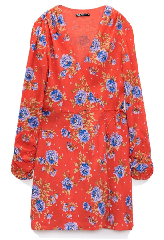 ZARA RED FLORAL DRESS