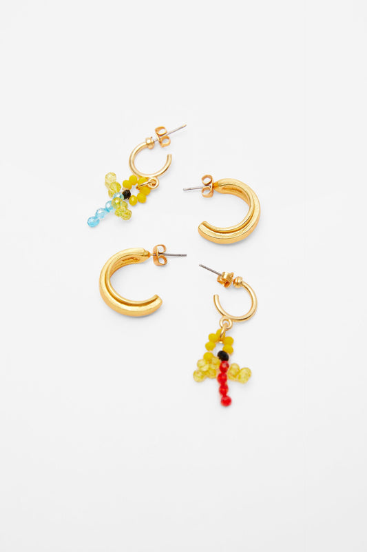 ZARA PACK OF BEADED HOOP EARRINGS